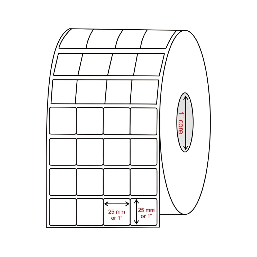 Thermal Barcode Sticker Roll 25mm x 25mm (8000 Label)